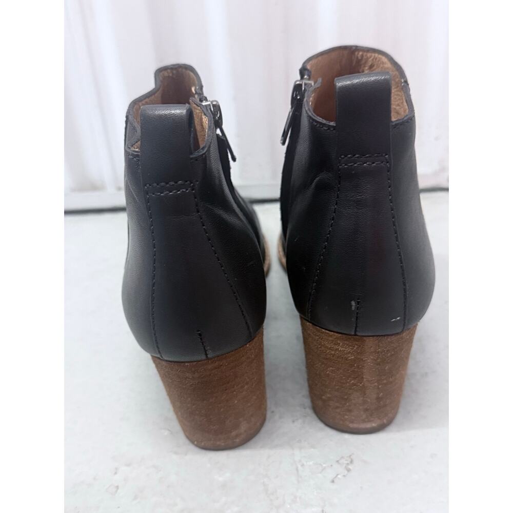 MADEWELL classic black leather brown block heel Brenner zip short bootie boot - Picture 6 of 11